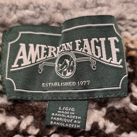 American Eagle Oversized Cozy Cream Fair Isle Grandpa Cardigan Sz Lg - Picture 8 of 11